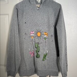 Hoodie Gray  with Colorful Skeleton Graphic
